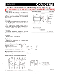 CXA1077M datasheet: Wideband Differential Amplifier(DC to 180 MHz) CXA1077M