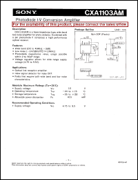 CXA1103AM datasheet: Photodiode I-V Conversion Amplifier CXA1103AM