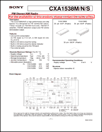 CXA1538M datasheet: FM Stereo/AM Radio CXA1538M