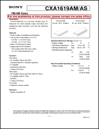 CXA1619AS datasheet: FM/AM Radio CXA1619AS