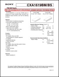 CXA1619BS datasheet: FM/AM Radio CXA1619BS