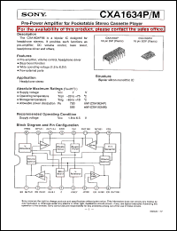 CXA1634P datasheet: Pre-Power Amplifier for Pocketable Stereo CassettePlayer CXA1634P