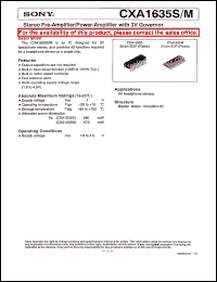 CXA1635M datasheet: Stereo Pre-Amplifier/Power-Amplifier with 3V Governor CXA1635M