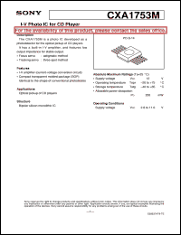 CXA1753M datasheet: I-V Photo IC for CD Player CXA1753M