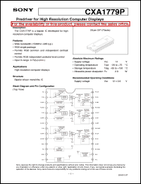 CXA1779P datasheet: Predriver for High Resolution Computer Displays CXA1779P