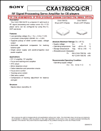 CXA1782CQ datasheet: RF Signal Processing Servo Amplifier for CDplayers CXA1782CQ