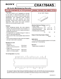 CXA1784AS datasheet: US Audio Multiplexing Decoder CXA1784AS