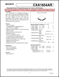 CXA1854AR datasheet: Decoder/Driver/Timing Generatorfor Color LCD Panels CXA1854AR