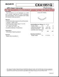 CXA1951Q datasheet: GPS Down Converter CXA1951Q