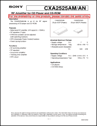 CXA2525AM datasheet: RF Amplifier for CD Player and CD-ROM CXA2525AM