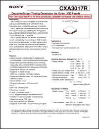 CXA3017R datasheet: Decoder/Driver/Timing Generator for Color LCDPanels CXA3017R
