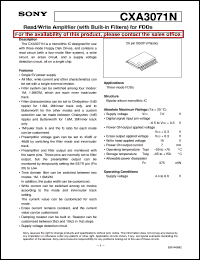 CXA3071N datasheet: Read/Write Amplifier(with Built-in Filters)for FDDs CXA3071N