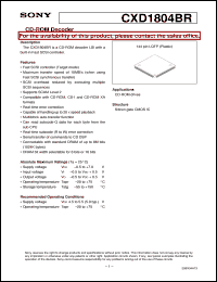 CXD1804BR datasheet: CD-ROM Decoder CXD1804BR