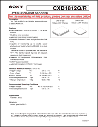 CXD1812Q datasheet: ATAPI I/F CD-ROM DECODER CXD1812Q