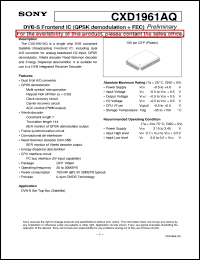 CXD1961AQ datasheet: DVB-S Frontend IC(QPSK demodulation+FEC) CXD1961AQ