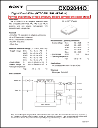 CXD2044Q datasheet: Digital Comb Filter(NTSC/PAL/PAL-M/PAL-N) CXD2044Q