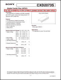 CXD2073S datasheet: Digital Comb Filter(NTSC) CXD2073S