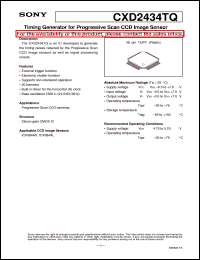 CXD2434TQ datasheet: Timing Generator for Progressive Scan CCD Image Sensor CXD2434TQ