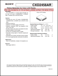 CXD2458AR datasheet: Timing Generator for Color LCD Panels CXD2458AR