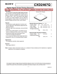 CXD2467Q datasheet: Digital Signal Driver/Timing Generator CXD2467Q