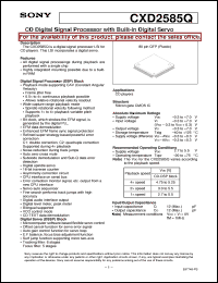 CXD2585Q datasheet: CD Digital Signal Processor with Built-in Digital Servo CXD2585Q