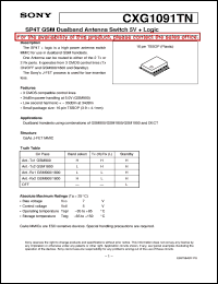 CXG1091TN datasheet: SP4T GSM Dualband Antenna Switch 5V +Logic CXG1091TN