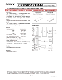 CXK58512M-10LL datasheet: 65536-word x 8-bit High Speed CMOS Static RAM CXK58512M-10LL