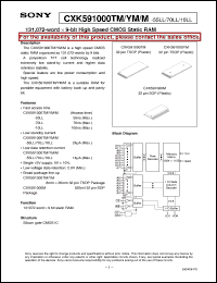 CXK591000YM datasheet: 131072-word x 9-bit High Speed CMOS Static RAM CXK591000YM