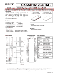 CXK5B16120J datasheet: 65536-word x 16-bit High Speed Bi-CMOS Static RAM CXK5B16120J