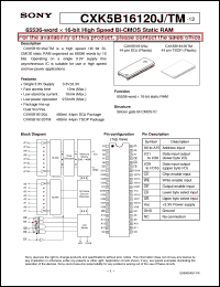 CXK5B16120TM-12 datasheet: 65536-word x 16-bit High Speed Bi-CMOS Static RAM CXK5B16120TM-12