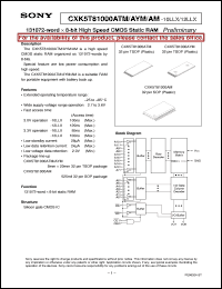 CXK5T81000AYM datasheet: 131072-word x 8-bit High Speed CMOS Static RAM CXK5T81000AYM