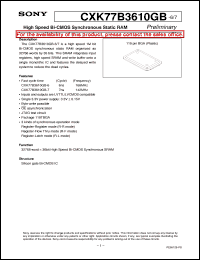 CXK77B3610GB-7 datasheet: High Speed Bi-CMOS Synchronous Static RAM CXK77B3610GB-7