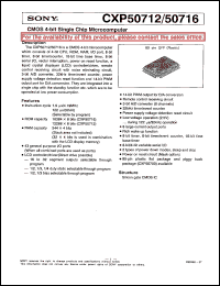 CXP50716 datasheet: CMOS 4-bit Single Chip Microcomputer CXP50716