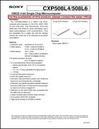 CXP508L4 datasheet: CMOS 4-bit Single Chip Microcomputer CXP508L4