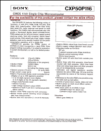 CXP50P116 datasheet: CMOS 4-bit Single Chip Microcomputer CXP50P116