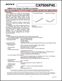 CXP856P40 datasheet: CMOS 8-bit Single Chip Microcomputer CXP856P40