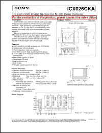 ICX026CKA datasheet: 1/2 inch CCD Image Sensor for NTSC Color Camera ICX026CKA