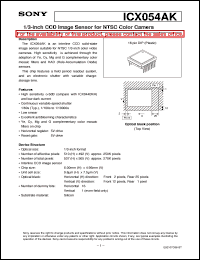 ICX054AK datasheet: 1/3-inch CCD Image Sensor for NTSC Color Camera ICX054AK