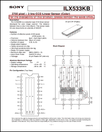 ILX533KB datasheet: 2700 pixel x 3 line CCD Linear Sensor(Color) ILX533KB