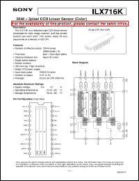 ILX716K datasheet: 3648x3pixel CCD Linear Sensor(Color) ILX716K