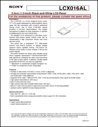 LCX016AL datasheet: 3.3cm (1.3-inch) Black-and-White LCD Panel LCX016AL