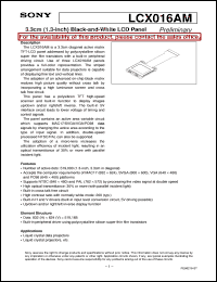 LCX016AM datasheet: 3.3cm (1.3-inch) Black-and-White LCD Panel LCX016AM