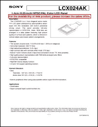 LCX024AK datasheet: 1.4cm(0.55-inch)NTSC/PAL Color LCD Panel LCX024AK