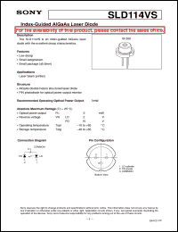 SLD114VS datasheet: Index-Guided AlGaAs Laser Diode SLD114VS