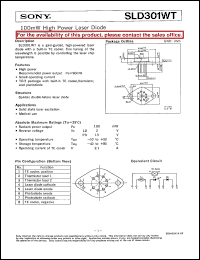 SLD301WT datasheet: 100mW High Power Laser Diode SLD301WT