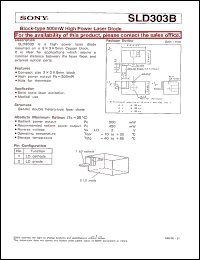 SLD303B datasheet: Block-type 500mW High Power Laser Diode SLD303B