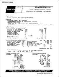 2SA1593 datasheet: PNP epitaxial planar silicon transistor, high-voltage switching application 2SA1593