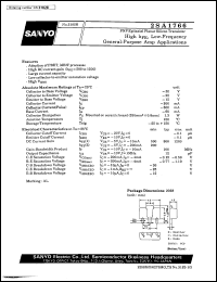2SA1766 datasheet: PNP epitaxial planar silicon transistor, high h(FE), low-frequency general-purpose amp application 2SA1766