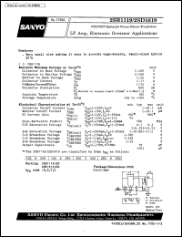 2SB1119 datasheet: PNP epitaxial planar silicon transistor, LF amp, electronic governor application 2SB1119