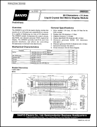 DM2023 datasheet: LCD matrix display module (20 characters x 2 line) DM2023